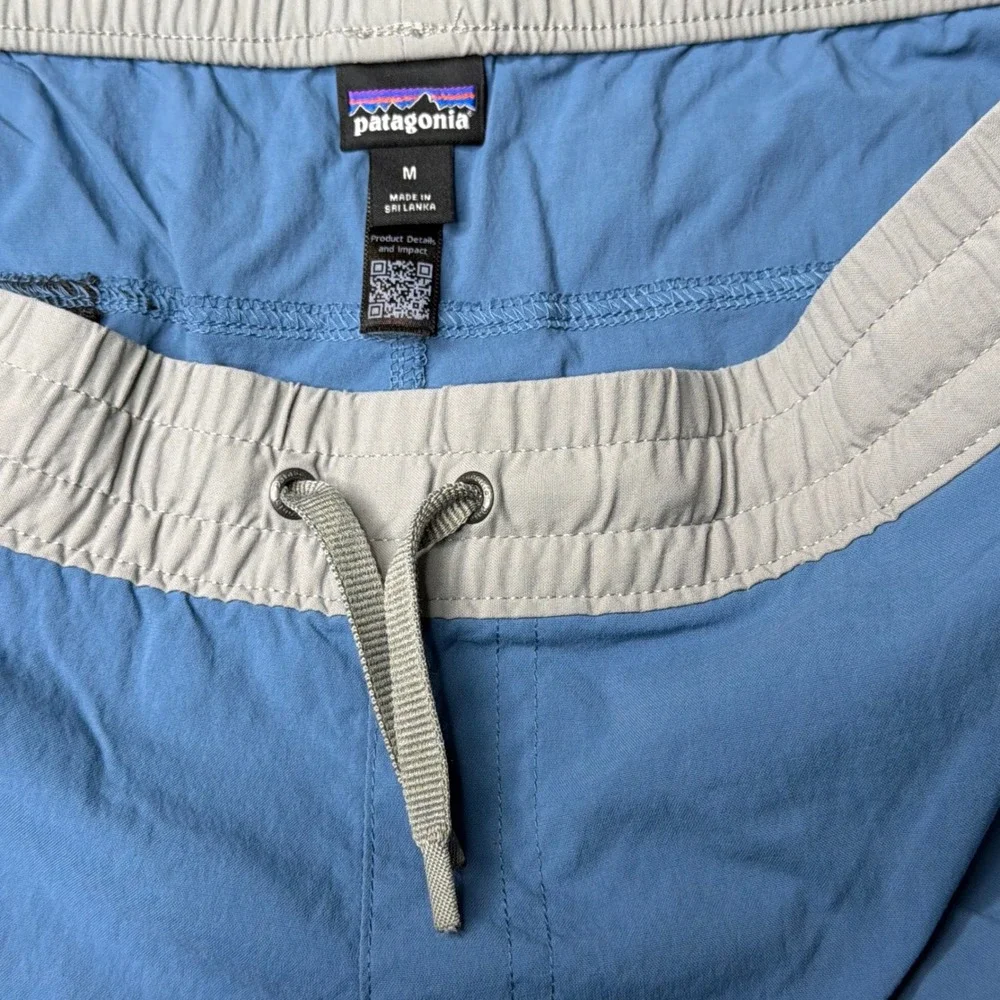 Patagonia Nine Trails Shorts Mens Medium Blue Grey Elastic Waist 6 Inch Inseam